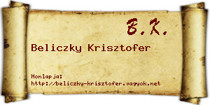 Beliczky Krisztofer névjegykártya
